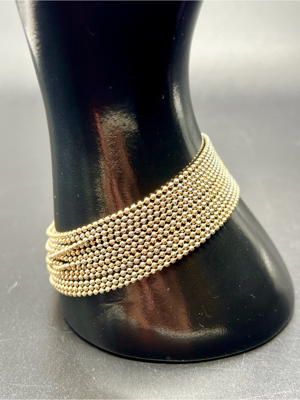 2028 Gold Tone Multi Strand Mesh Bracelet Wide Statement Bracelet 7.25”